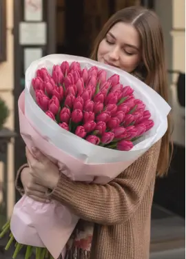 Bouquet of 101 raspberry tulips (imported, Netherlands)