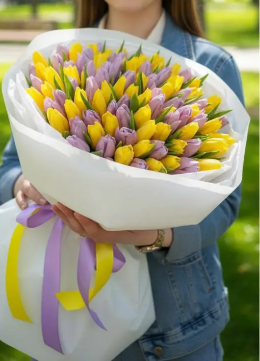 Bouquet of 101 mixed tulips (imported, Netherlands)