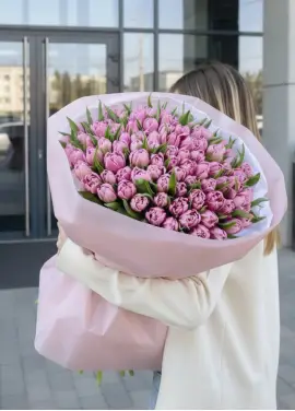 Bouquet of 101 pink tulips (imported, Netherlands)