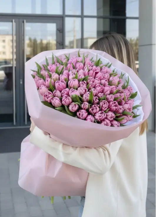 Bouquet of 101 pink tulips (imported, Netherlands)