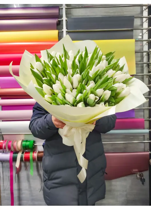 Bouquet of 101 white tulips (imported, Netherlands)