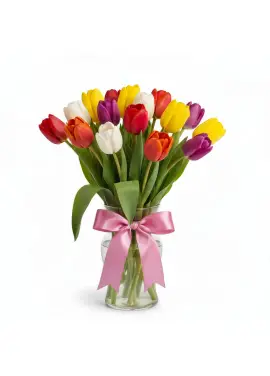 Bouquet of 15 mixed tulips (imported, Netherlands)