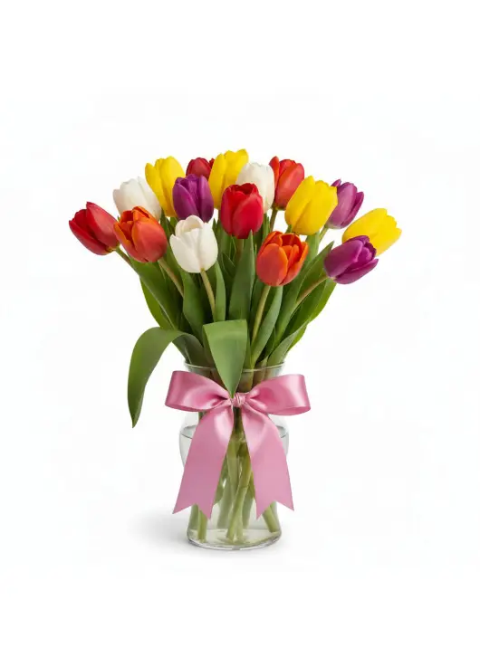 Bouquet of 15 mixed tulips (imported, Netherlands)