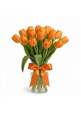 Bouquet of 15 orange tulips (imported, Netherlands)
