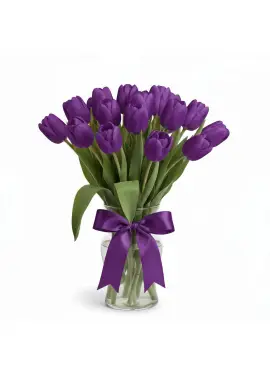 Bouquet of 15 violet tulips (imported, Netherlands)