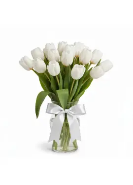 Bouquet of 15 white tulips (imported, Netherlands)
