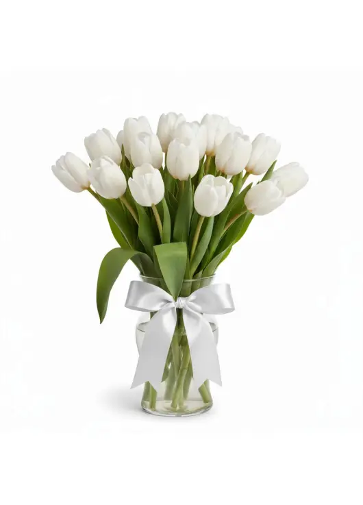 Bouquet of 15 white tulips (imported, Netherlands)