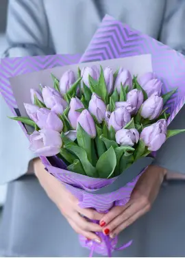 Bouquet of 15 lilac tulips (imported, Netherlands)