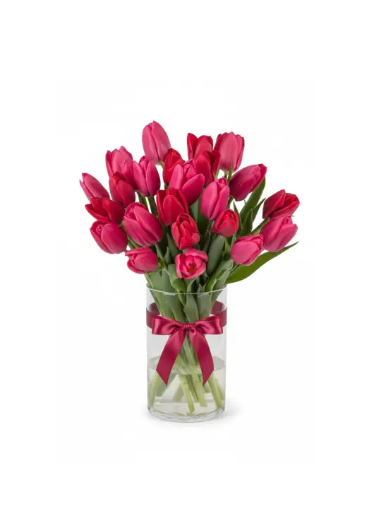 Bouquet of 19 raspberry tulips (imported, Netherlands)