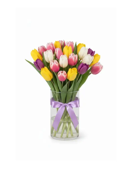 Bouquet of 19 mixed tulips (imported, Netherlands)