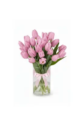 Bouquet of 19 pink tulips (imported, Netherlands)