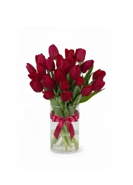 Bouquet of 19 red tulips (imported, Netherlands)