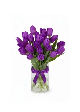Bouquet of 19 violet tulips (imported, Netherlands)