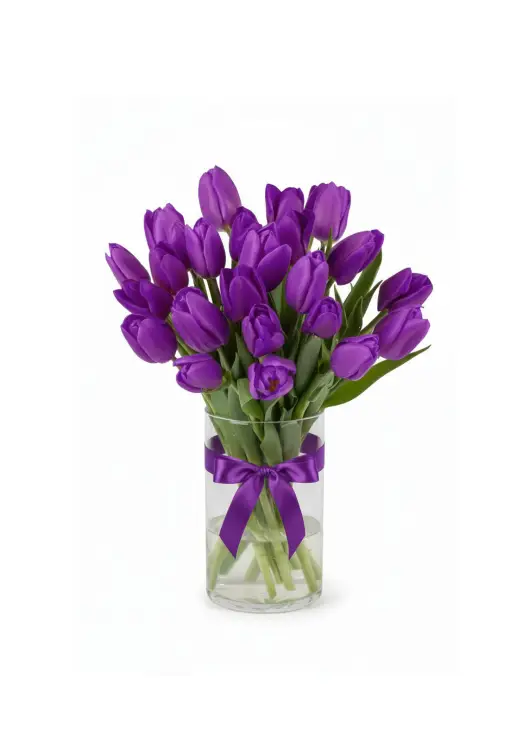 Bouquet of 19 violet tulips (imported, Netherlands)