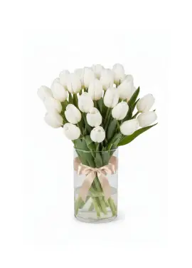 Bouquet of 19 white tulips (imported, Netherlands)
