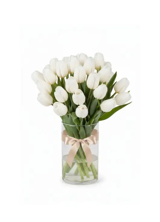 Bouquet of 19 white tulips (imported, Netherlands)