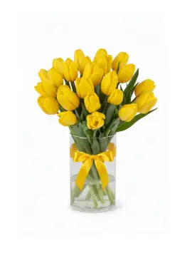 Bouquet of 19 yellow tulips (imported, Netherlands)