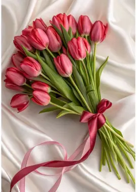 Bouquet of 19 raspberry tulips (imported, Netherlands)