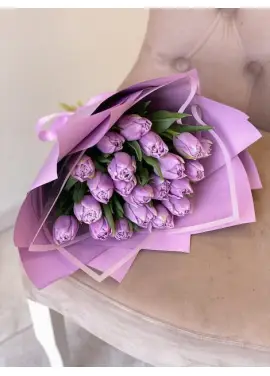 Bouquet of 19 lilac tulips (imported, Netherlands)