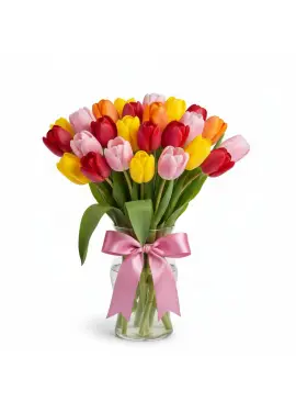Bouquet of 21 mixed tulips (imported, Netherlands)