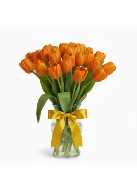 Bouquet of 21 orange tulips (imported, Netherlands)