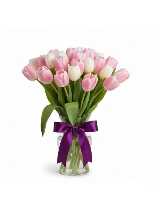 Bouquet of 21 tender tulips (imported, Netherlands)