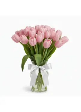 Bouquet of 21 pink tulips (imported, Netherlands)