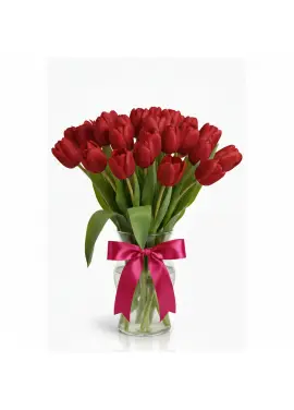 Bouquet of 21 red tulips (imported, Netherlands)
