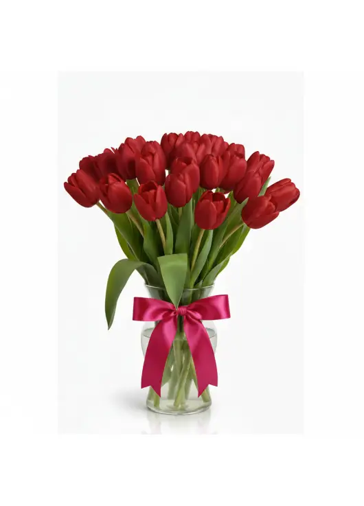 Bouquet of 21 red tulips (imported, Netherlands)
