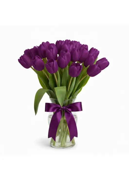 Bouquet of 21 violet tulips (imported, Netherlands)