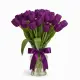 Bouquet of 21 violet tulips (imported, Netherlands)