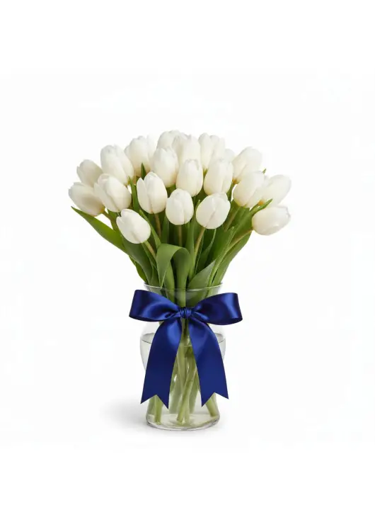 Bouquet of 21 white tulips (imported, Netherlands)