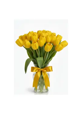 Bouquet of 21 yellow tulips (imported, Netherlands)