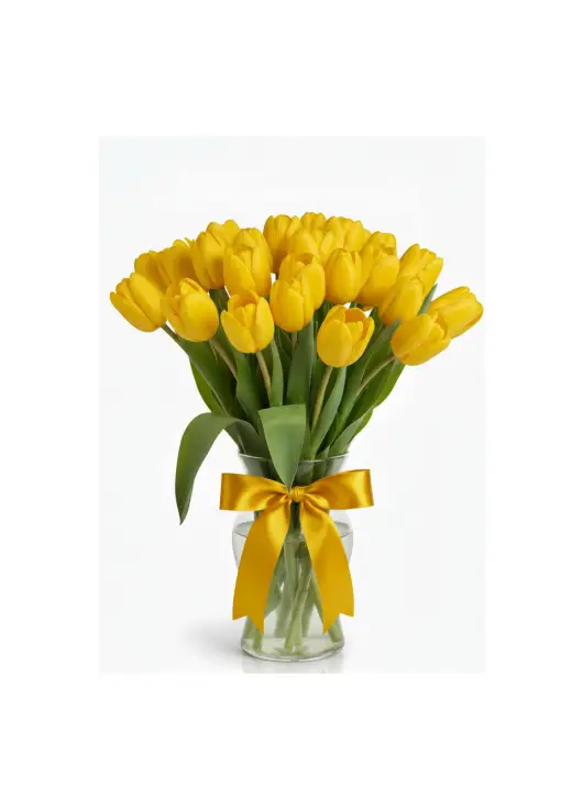 Bouquet of 21 yellow tulips (imported, Netherlands)