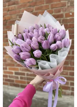 Bouquet of 21 lilac tulips (imported, Netherlands)