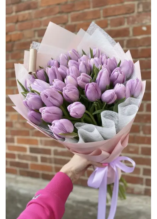 Bouquet of 21 lilac tulips (imported, Netherlands)