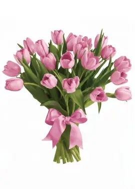 Bouquet of 25 pink tulips (imported, Netherlands)
