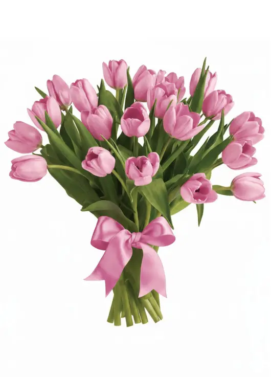 Bouquet of 25 pink tulips (imported, Netherlands)