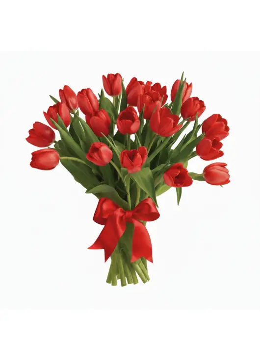 Bouquet of 25 red tulips (imported, Netherlands)