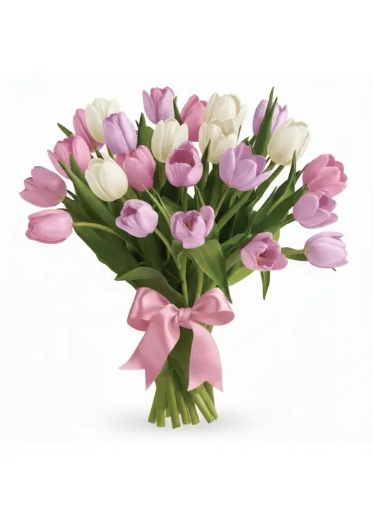 Bouquet of 25 tender tulips (imported, Netherlands)