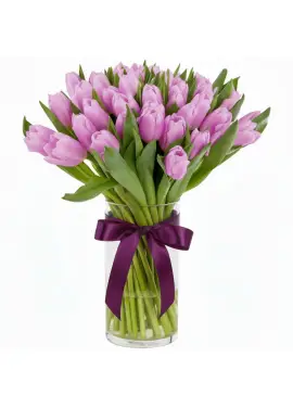 Bouquet of 35 lilac tulips (imported, Netherlands)