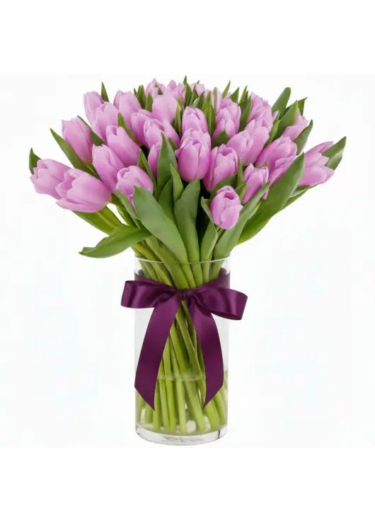 Bouquet of 35 lilac tulips (imported, Netherlands)