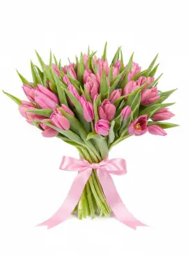 Bouquet of 45 pink tulips (imported, Netherlands)