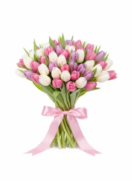 Bouquet of 45 tender tulips (imported, Netherlands)