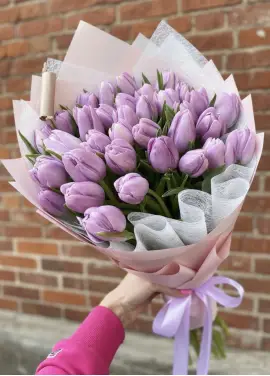 Bouquet of 45 lilac tulips (imported, Netherlands)