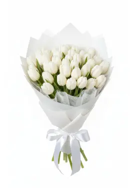 Bouquet of 45 white tulips (imported, Netherlands)