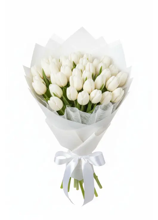 Bouquet of 45 white tulips (imported, Netherlands)