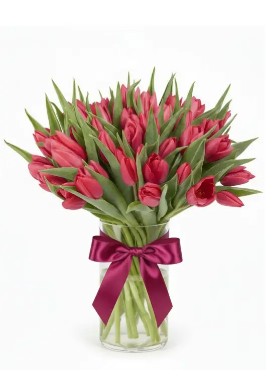 Bouquet of 51 raspberry tulips (imported, Netherlands)