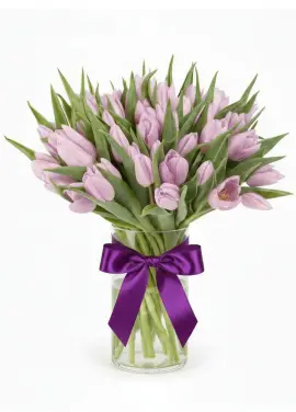 Bouquet of 51 lilac tulips (imported, Netherlands)