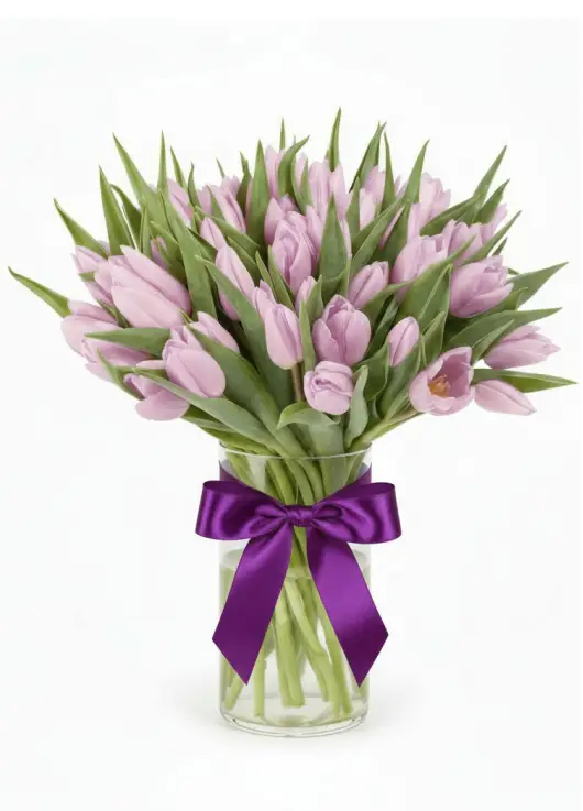 Bouquet of 51 lilac tulips (imported, Netherlands)